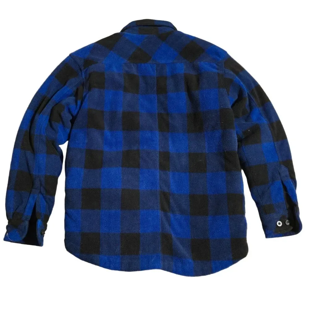 Dickies Blue Black Buffalo Plaid Quilted Flannel Shirt Jacket Men’s M Workwear - Picture 2 of 4